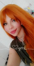 Orange Wig Bangs Long-Wig Synthetic-Fiber Water-Wavy Womens Daily/party-Wig with 24-