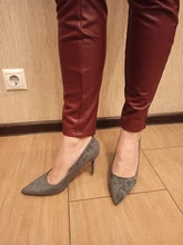 Women Shoe Heel Pointed-Toe Flock Ladies Pu Henlu