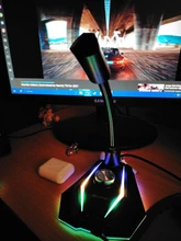 Computer USB Microphone RGB Base HD Sound Card With Speaker Headset Jack Free Drive Noise