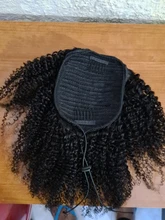 Cola de Caballo Afro rizada, cabello humano Remy Maxine 4B 4C, extensiones de coleta con cordón, extensiones de cabello humano