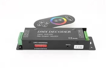 

DMX-512 Controller PWM signal converter Decoder + RGB Controller for RGB Led Strip 12V 24V with Telecomand Touch