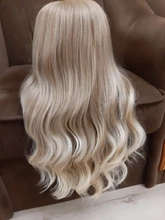 EASIHAIR-Peluca de cabello sintético para mujer, cabellera artificial ondulado con flequillo, largo, color marrón, de alta densidad, para Cosplay, resistente al calor