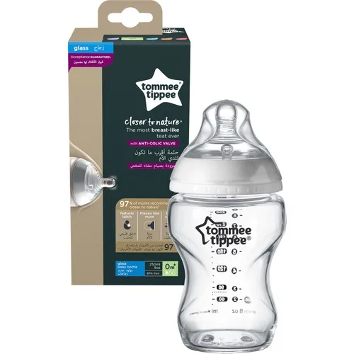 Tommee Tippee PP Closer to Nature Glass Feeding Bottle, 250 ml x 1