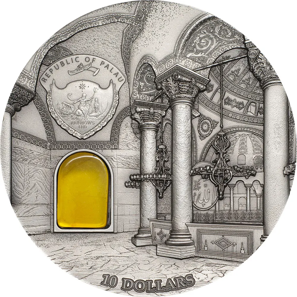 HAGIA SOPHIA Amber Mineral Art 2 унции Серебряная монета 10$ Палау
