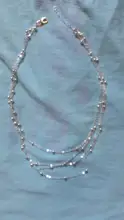 Collar de plata de ley 925 con cuentas multicapa para mujer, accesorio elegante, cadena larga, para fiesta de boda
