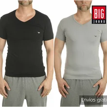 Футболка с v-образным вырезом, 2 пары повседневных футболок для мужчин, бренд Algodón111512 CC717