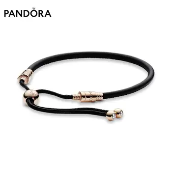 

Pandora bangle bracelet Leather bracelet Moments with adjustable buckle original