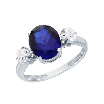 

Silver ring with sapphires and cubic zirconia sunlight sample 925