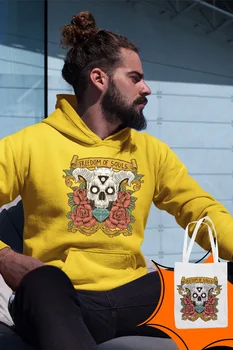 

Angemiel Wear Freedom Of Male Yellow Men 'S Hooded Sweatshirt Bags Kombin