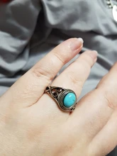 Anillo Vintage de piedra Natural antigua para mujer, joyería de regalo, anillo de dedo de turquesas azules para mujer, anillos de aniversario de bodas