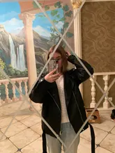 Women's Wild-Jacket Turn-Down-Collar Spring Zipper Black Fashion EAM High-Quality Loose