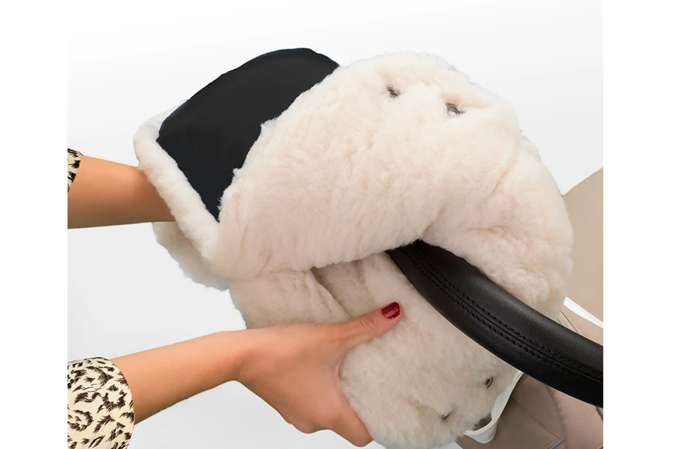 Coupling for hands on stroller Esspero Soft Fur stroller accessories warm winter hand gloves waterproof for all types of strollers mittens
