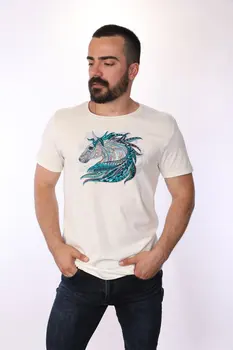 

Angemiel Wear Blue Tones Ethnic Horse Cotton White Men 'S T-Shirt