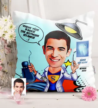 

Personalized Mr Dentist Caricature Of Satin pillow-1