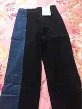 Pantalones vaqueros largos Vintage para mujer, ropa informal suelta de cintura alta, ropa de dos colores, vaqueros de pierna ancha