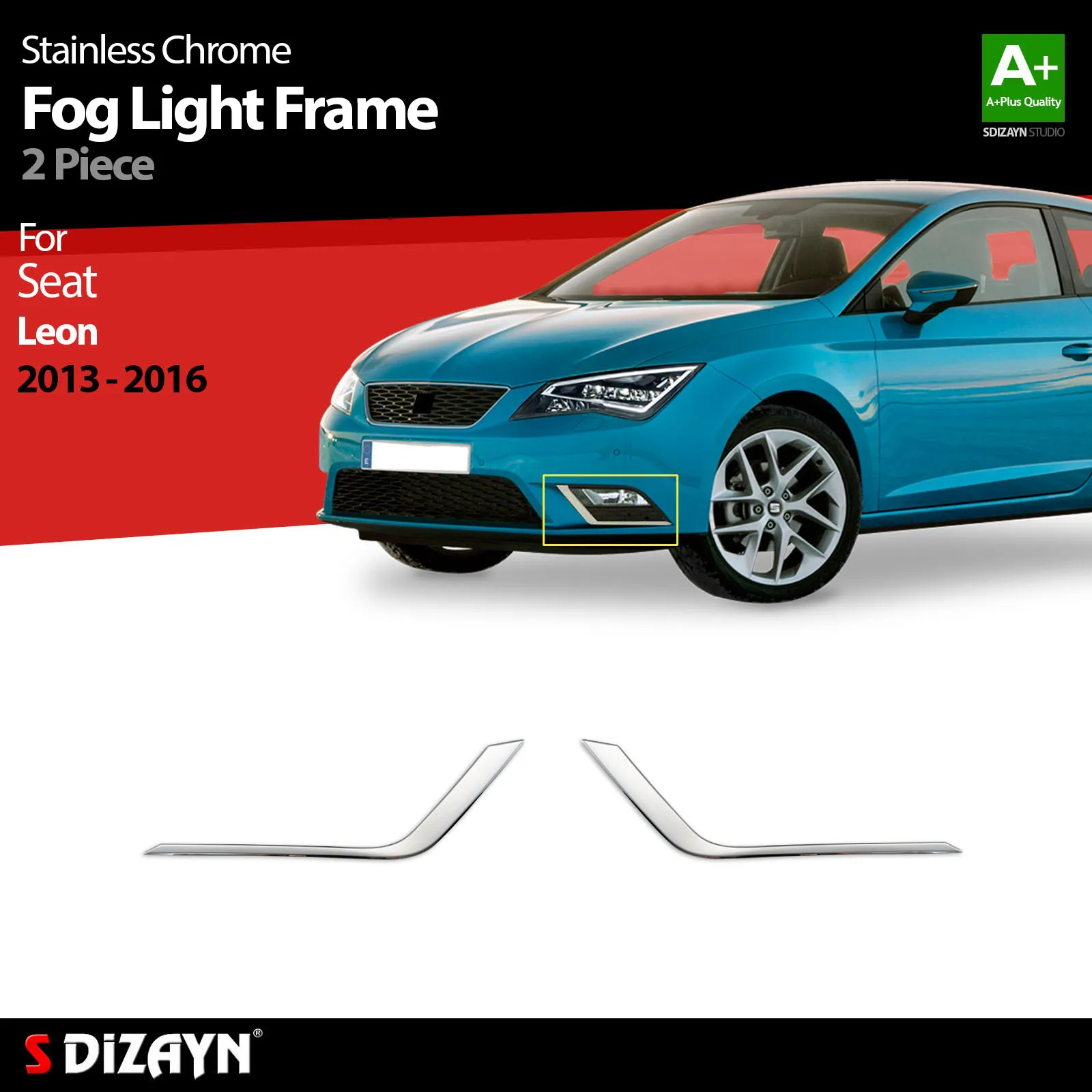 S Dizayn Per Seat Leon Chrome Fog Light Frame Acciaio Inossidabile 2 Pc Accessori Per Auto Esterni Parti Prodotti Per Auto Adesivi Styling
