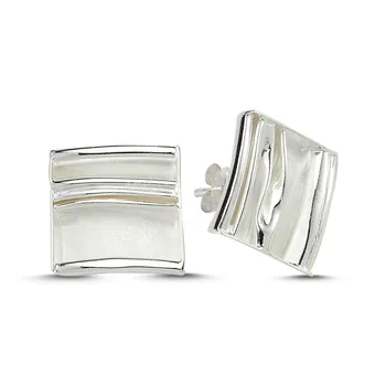 

Teleplus Sterling Square Wrinkled Earrings 925 Sterling Silver