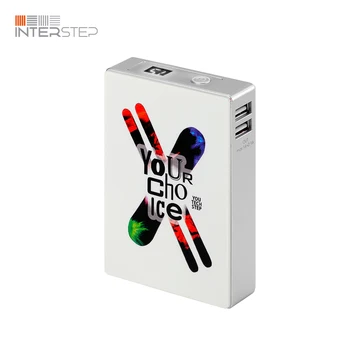 

Power bank INTERSTEP 12000 mah, pass-through charge, 2USB, print, soft touch, display