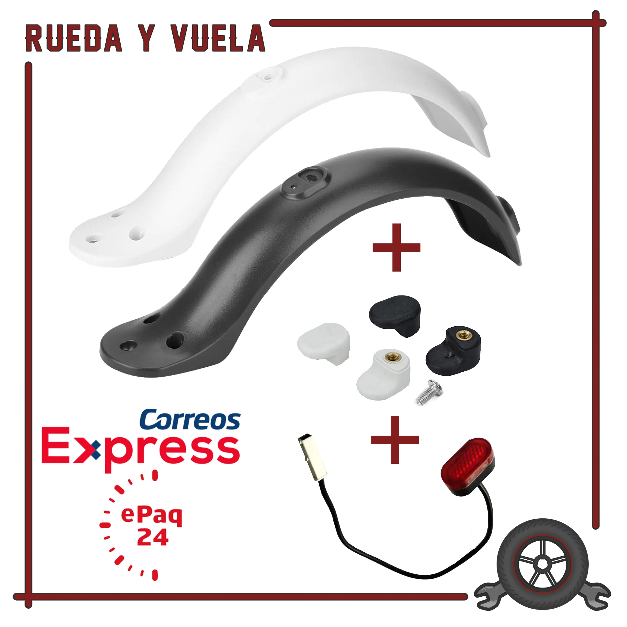 Parafango Posteriore Xiaomi M365 Pro Essential 1S Pro 2 Bianco Nero Retroilluminazione Xiaomi Scooter Ricambi Accessori Scooter Xiaomi