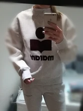 Sudadera de algodón con letras flocadas para mujer, Jersey informal grueso y cálido para otoño e invierno, nueva