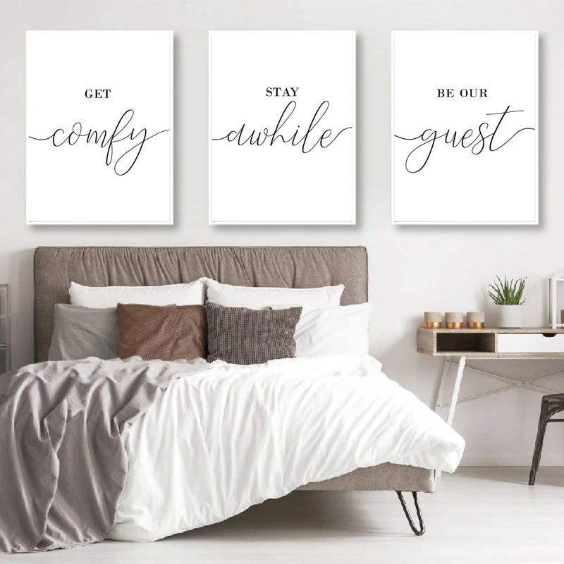 Guest Room Sign Nordic Posters And Prints Black White Canvas Painting Wall Pictures Scandinavian Style Wall Art Bedroom Decor Aliexpress Home Garden