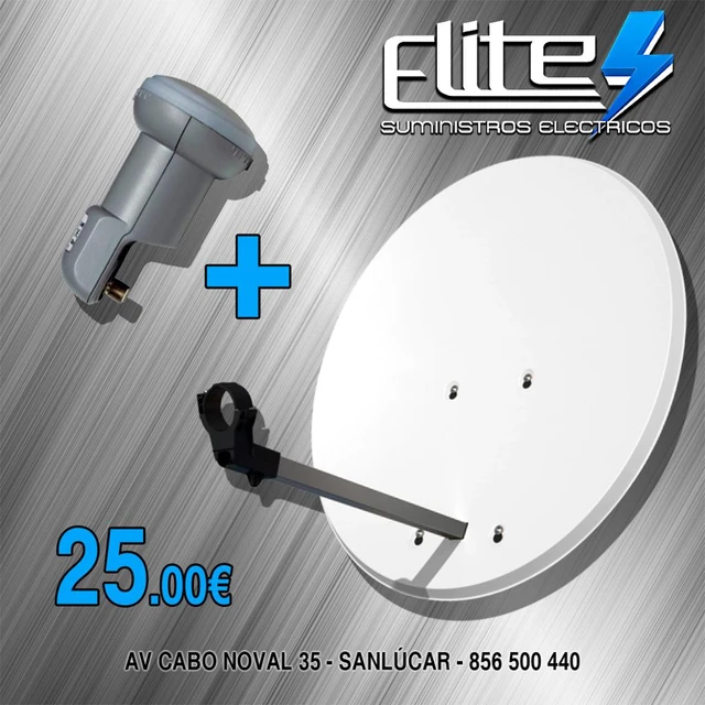 Kit Antena Parabólica 60cm + LNB + Soporte Pared Tecatel K60C1LS