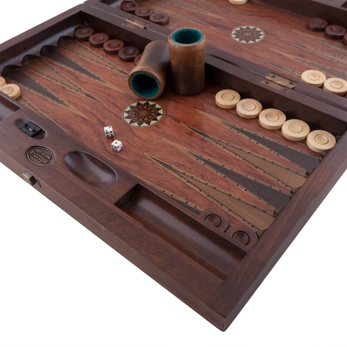

Rosewood Asia Model Luxury Backgammon Game Set With Numerator Natural Solid Wood Mosaic Engraved Checkers - Chip Tiles For Gift
