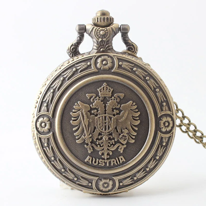

Double-Headed Eagle Relief vintage pocket watch Pendant Steampunk Vintage Unique Creative Quartz Pocket&Fob Chain Watches