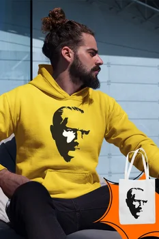 

Angemiel Wear ATATURK Yellow Men 'S Hooded Sweatshirt Bags Kombin
