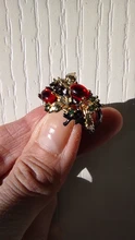 Anillo de Plata de Ley 925 con forma de flor y hoja para mujer, sortija, zirconia, circonita, Color negro, dorado, rojo, dos colores