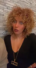 Curly Wig Short-Wig Bangs Afro Kinky Brown Synthetic Black-Women 14inches with Glorious