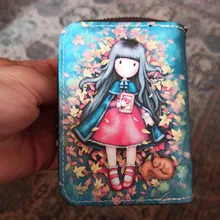 Tarjetero de piel sintética para mujer, Cartera de 9 Bits/10 Bits + 2 posiciones grandes con cremallera, Tarjetero con personajes bonitos