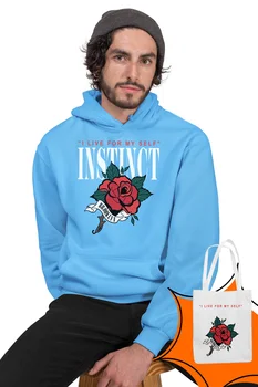 

Angemiel Wear İ Live For My Self Blue Men 'S Hooded Sweatshirt Bags Kombin