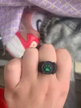 Anillos de gato negro de Anime para niños y niñas, joyería para disfraz, fiesta, regalo, estampado verde, esmalte, Pata de Gato