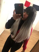 LOUIS FERRE negro Rosa rojo pelucas Cosplay largo recto Ombre peluca sintética con flequillo negro las mujeres Afro resistente al calor de fibra