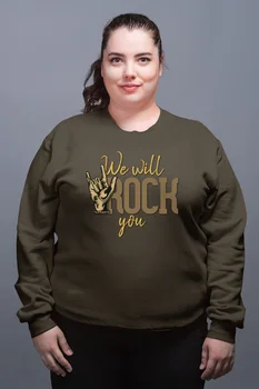 

Angemiel Wear We Will Rock You Green Women Sweatshirts