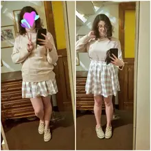 Sweater Skirt-Set Matching-Set Merry-Pretty Plaid 2pieces-Outfits Blue Spring Pleasted