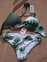 Swimwear Women Swimsuits Bikinis-Set Bathing-Suit Biquini Beach-Wear Leaf-Print Riseado