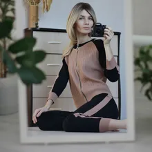 Tracksuits Women Cardigan Sweater Waist-Pants Spring Two-Piece-Sets Knitted White Fashion