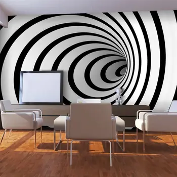 

Black and White 3D wall mural-Tunnel-450x270 cm
