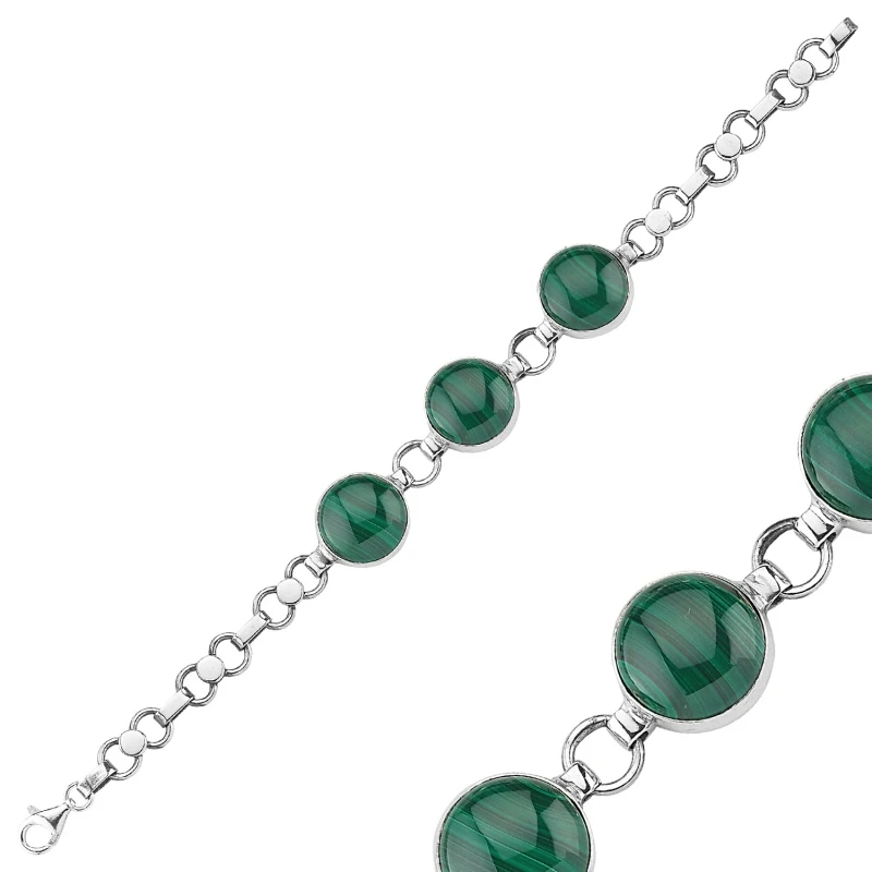

Silver 925 Sterling Malachite Stone Handwork Bracelet