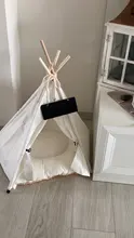 Tipi de Gato con cojín y pizarra para perros, carpa portátil para perros y casas de mascotas, tienda plegable de lona de madera para mascotas, cama para animales pequeños