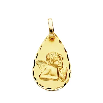 

Pendant 9k gold teardrop little Angel 19mm. [AB3255]