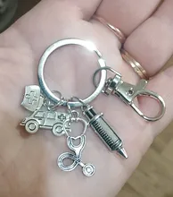 Kit de Mini termómetro de jeringa para médico, llavero de estetoscopio de Ángel para dentistas, medicina, regalo de graduación, recuerdo, novedad de moda