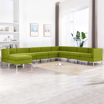 

9 PCs green sofa fabric sofa Set
