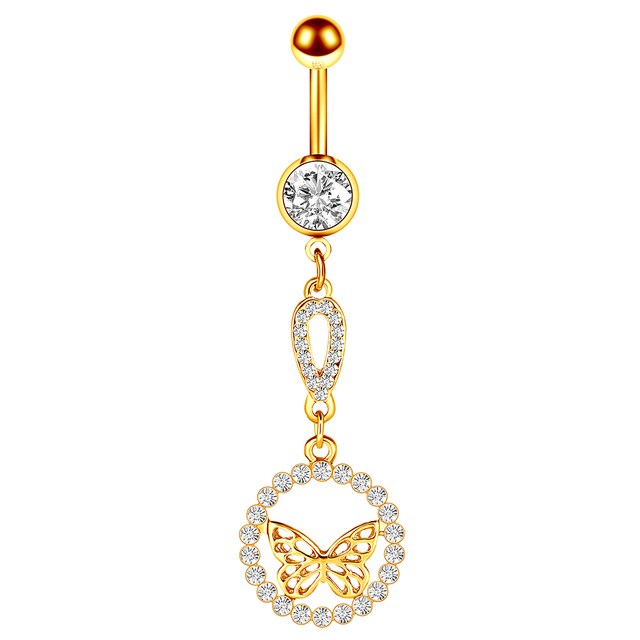 Gold Color Heart belly button ring 14G belly ring cute navel piercing bar sexy belly piercing dangle navel ring lot