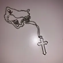 Collar con colgante gótico de Cruz hueca para hombre y mujer, collar de estilo callejero, Color plateado, regalo, joyería de cuello al por mayor