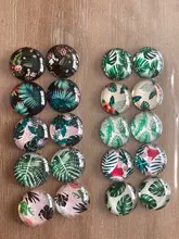 Nuevo verde Tropical hoja Planta flores 10 Uds mezclado 12mm/18mm/20mm/25mm redondo de vidrio foto de vidrio cabochon demo plana haciendo conclusiones