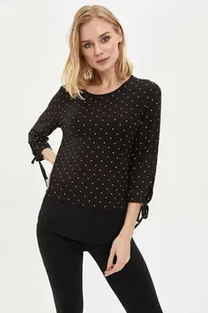 

DeFacto Spring Women White Polka Dot T-Shirt Women Black Top Tees Female Casual Long Sleeve T-shirt-K2945AZ20SP