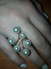 Anillo chapado en oro para mujer, elegante perla de imitación, anillos de apertura ajustables